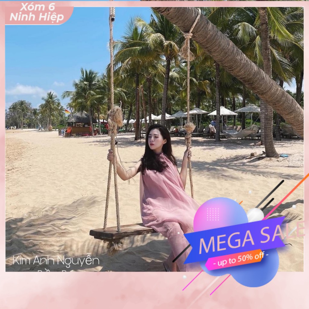 [ĐỒ HÈ] VÁY MAXI TƠ 2 LỚP 1 MÀU CHUẨN ẢNH - ĐẦM MAXI DÁNG SUÔNG KHÔNG TAY ĐI BIỂN | BigBuy360 - bigbuy360.vn