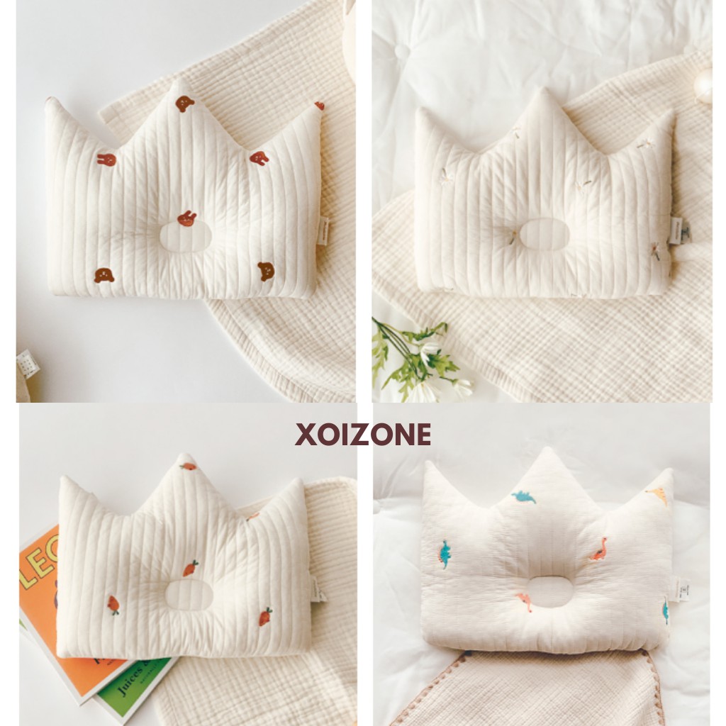 Gối vương miện Dottodot Malolotte chống bẹp đầu Handmade thêu Hàn Quốc cho bé