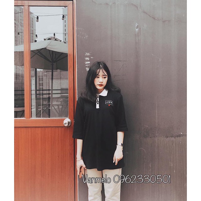Áo polo thêu chữ hàn Quốc 사랑해 - Salanghae cổ bẻ bo rệt unisex nam nữ siêu hot | BigBuy360 - bigbuy360.vn