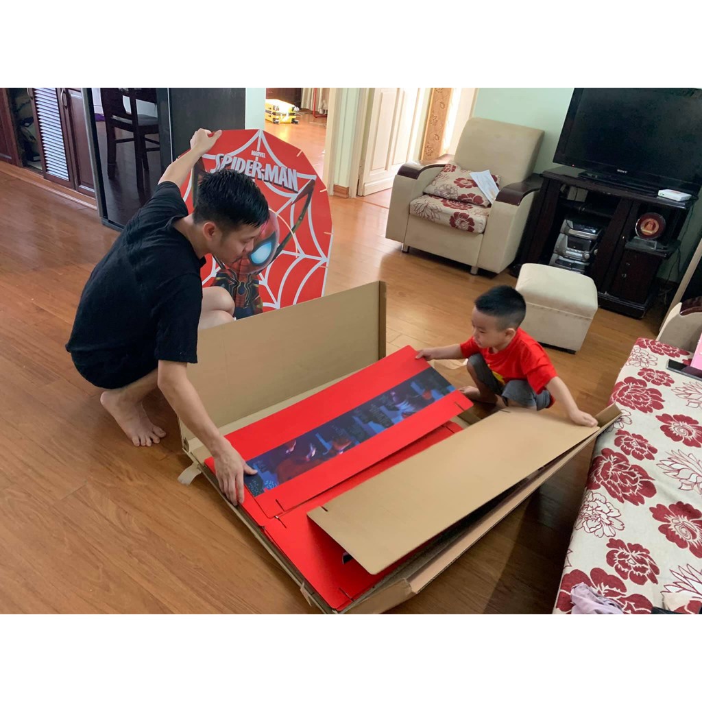 – Nhà Bìa Lắp Ghép - Người Nhện - 5 Lớp Cán Bóng Chịu Lực 20Kg