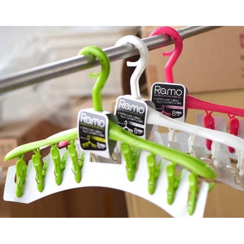 Móc Treo Có Kẹp 8 Chiếc Giúp Phơi Khăn Tay, Tất, Găng Tay, Đồ Chíp Nội Địa Nhật Bản - KJ HOME