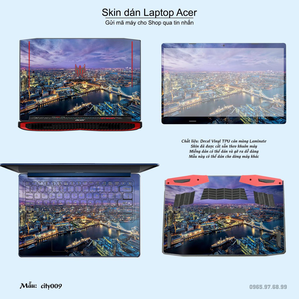 Skin dán Laptop Acer in hình thành phố _nhiều mẫu 2 (inbox mã máy cho Shop)