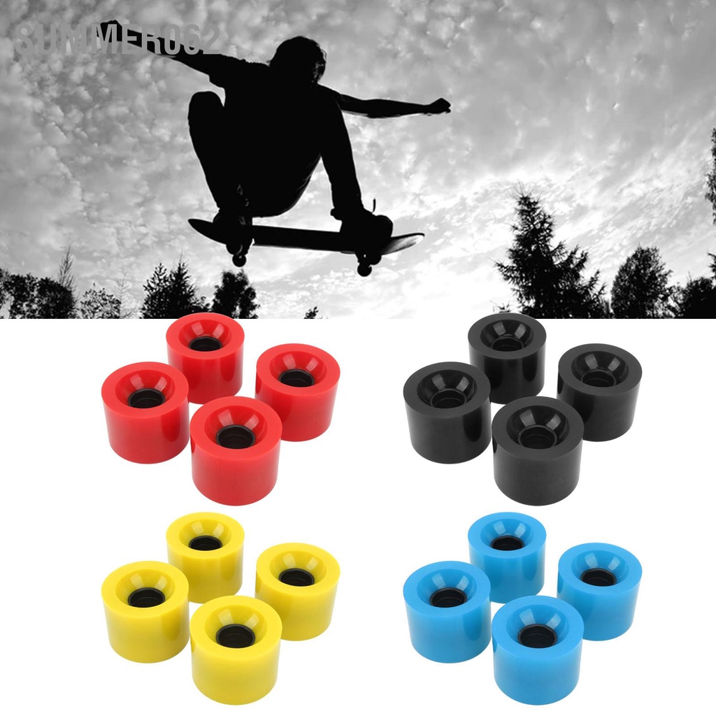 Summer062 4 CÁI PU thay thế bánh xe trượt ván Độ ồn thấp Bánh lăn lướt sóng trên đất liền