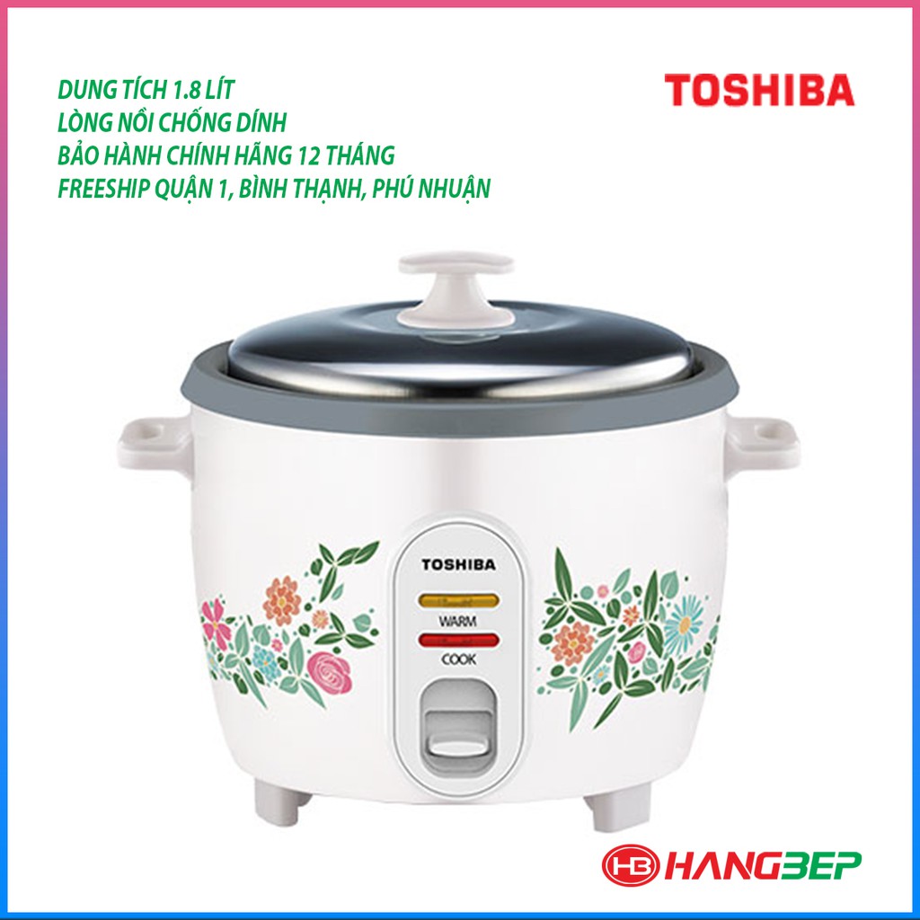 [Mã ELHADEV giảm 4% đơn 300K] Nồi cơm điện chống dính nắp gài Toshiba RC-18MH1PV(W) 1.8 lít