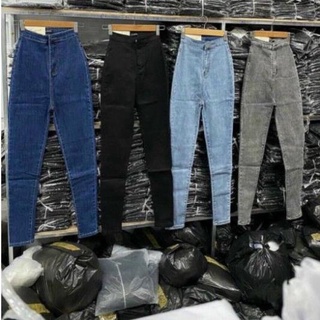 Quần jeans bò cạp cao dáng ôm co dãn nhiều màu sắc