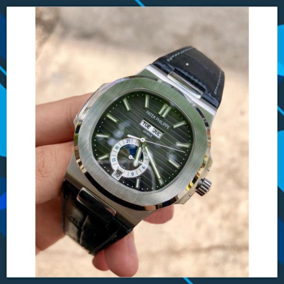Đồng Hồ Nam Nautilus 5726A-001 Titanium Case Black Dial Black Leather + Thẻ Bảo Hành , Đồng hồ thật giá trị thật