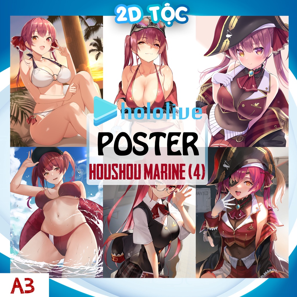 Poster A3 cao cấp treo tường Houshou Marine Hololive (4) by 2D Tộc Shop
