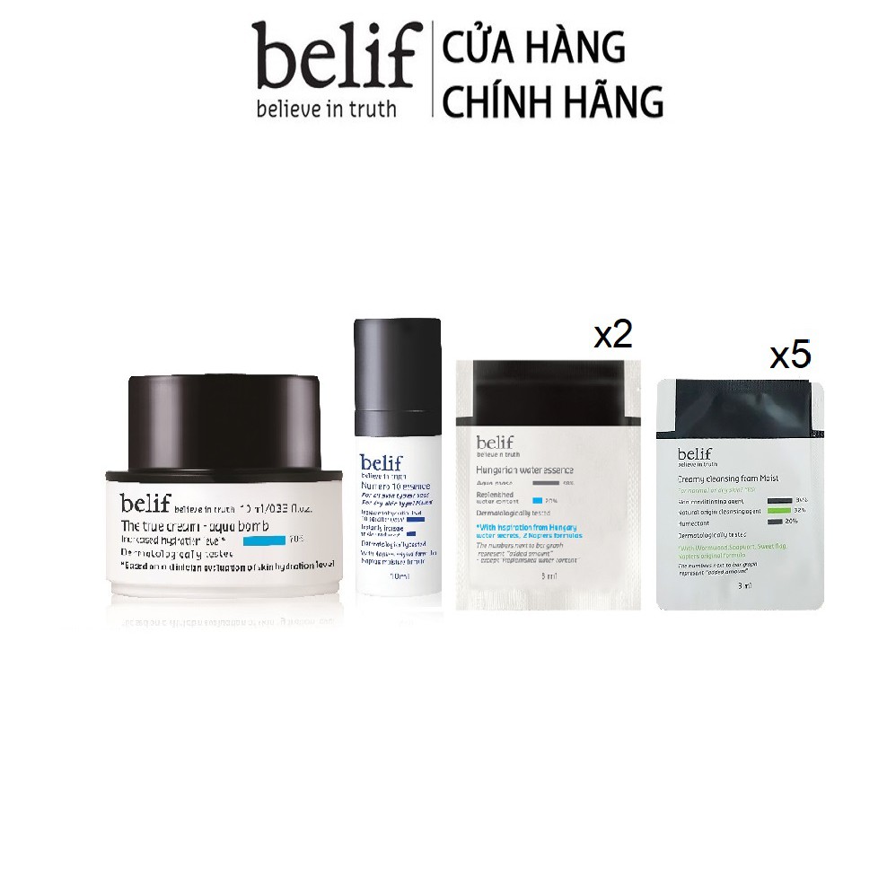 [HB Gift] Bộ mẫu thử Belif numero 10 essence 10+ Creamy Cleansing Foam Moist + The True Cream AquaBomb Sample Gimmick | BigBuy360 - bigbuy360.vn