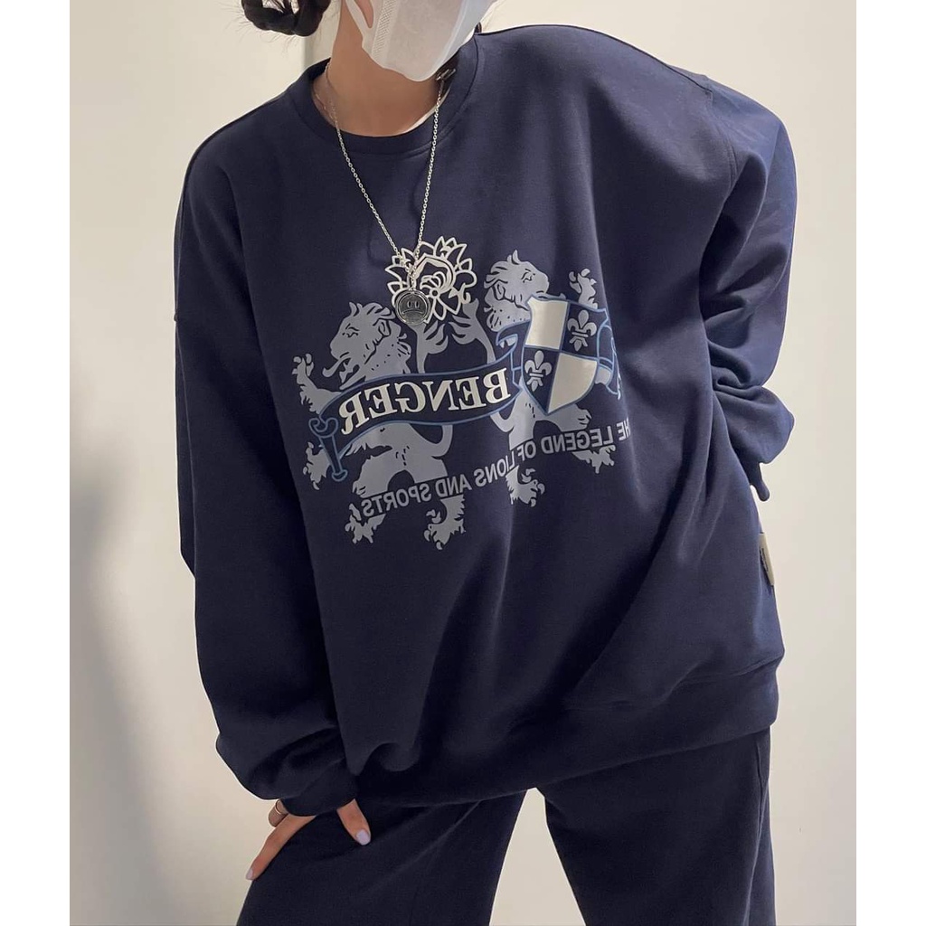 Áo Sweater chữ BENGER form rộng tay dài  Áo hoodie 2 lớp unisex nam nữ 22017
