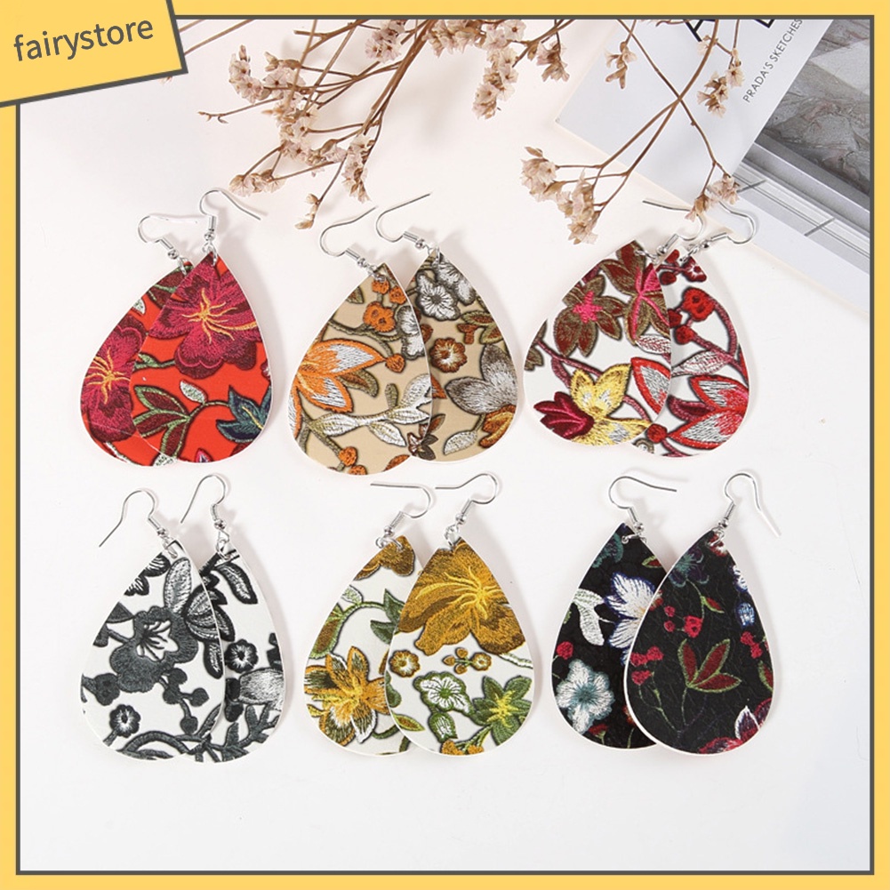 Khuyên tai dáng dài hoạ tiết thêu thời trang cho nữ