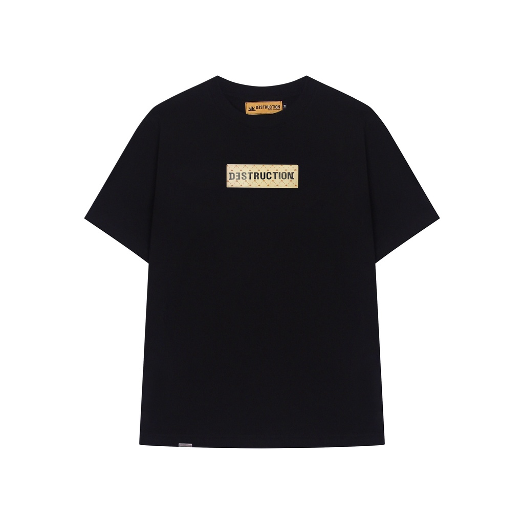 Áo thun DESTRUCTION Box Logo Cream Đen - Trắng