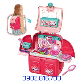 Hộp đồ chơi Balo trang điểm - bàn trang điểm - Balo Quầy bán kem 2 trong 1 cho bé gái Beautyful Set 628-A5