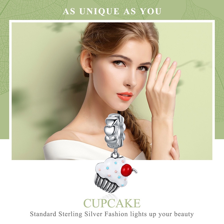 BAMOER Vòng Tay Bạc 925 Mặt Hình Bánh Cupcake Cho Nữ SCC350