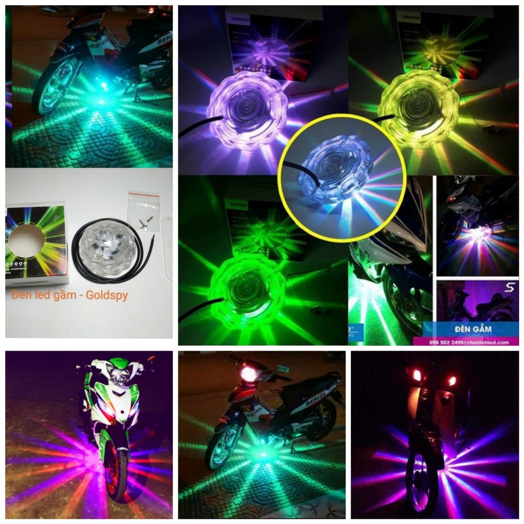 Đèn led gầm xe máy ô tô 48 tia 12v-80v bản cao câp tự động đảo màu chớp nháy cực đẹp