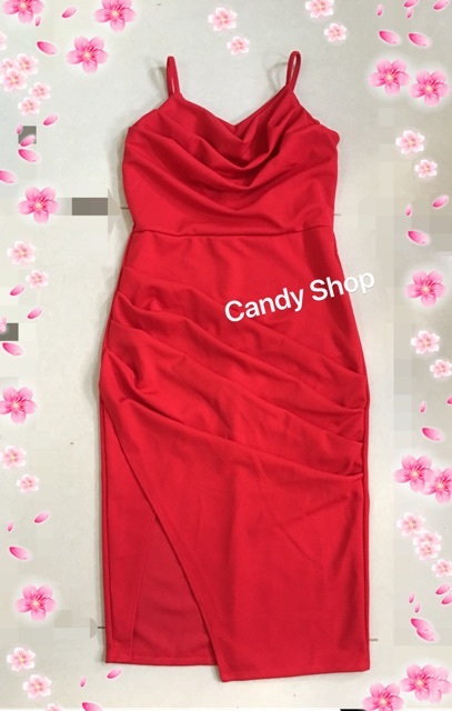 Đầm body 2 dây cổ đỗ váy đắp xẻ cao + Ảnh thật | BigBuy360 - bigbuy360.vn