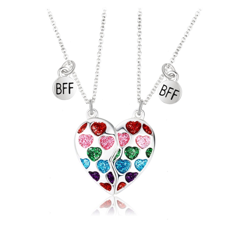 1 Cặp Vòng cổ Tình Bạn Mặt Hình Trái Tim Có Nam Châm Thích Hợp Làm Quà Valentine