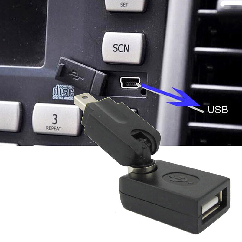 Đầu đổi Mini USB 5pin cho xe ô tô xoay bẻ góc 360 - Mini USB to USB 2.0 AF