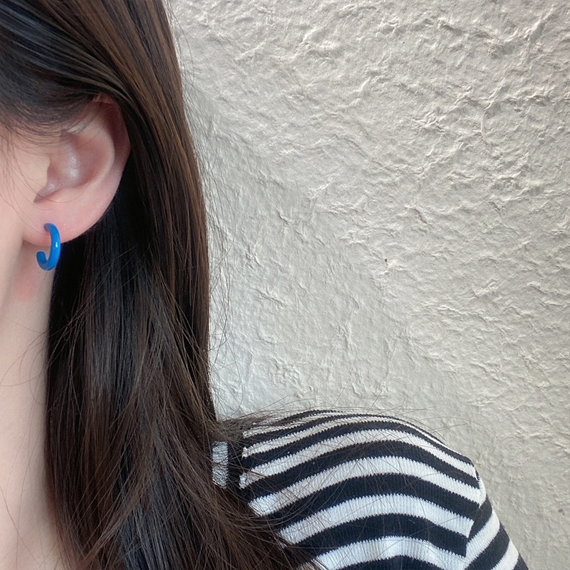 Set 6 Khuyên Tai Bạc S925 Dạng Vòng Màu Sắc Ngọt Ngào Cho Nữ