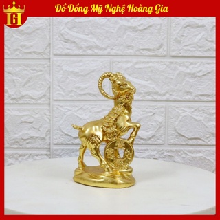 Tượng Dê Bằng Đồng Mạ Vàng 24K 