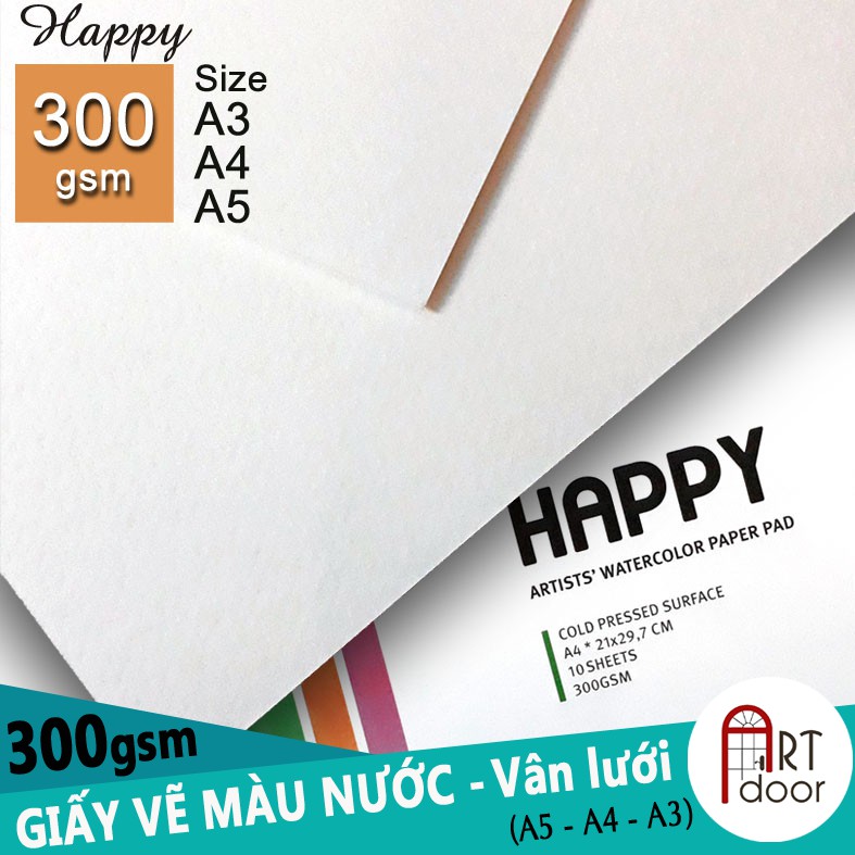 [ARTDOOR] Giấy vẽ màu Nước HAPPY 300gsm (vân nổi)