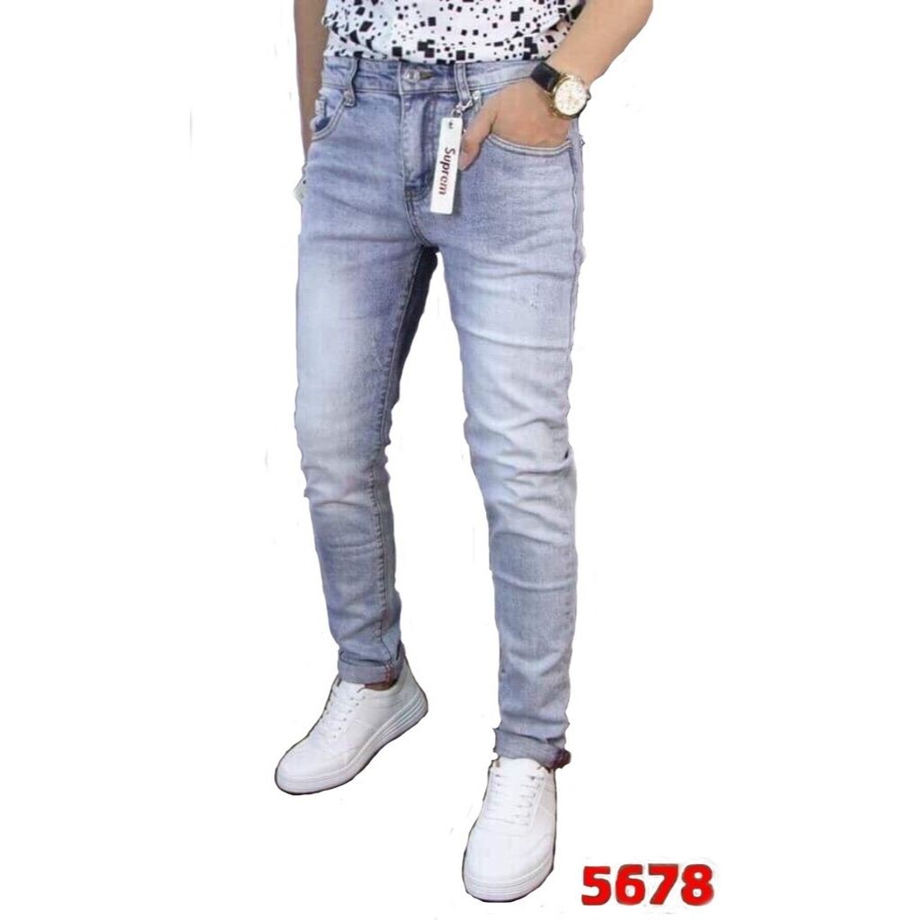 Quần Jean Nam Rách XANH WASH BẠC CÀO XƯỚT CÁ TÍNH MS 5678