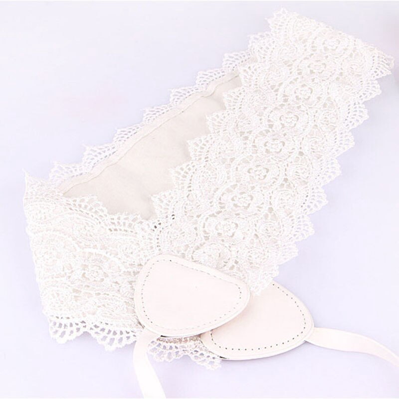 Đai thắt lưng bản to vải ren phối dây cột giả da thanh lịch