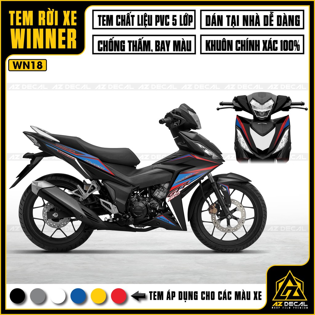 Tem Xe Winner 150 Mẫu GTR |WN18| Chất Liệu PVC 5 Lớp Chống Nước, Chống Bay Màu