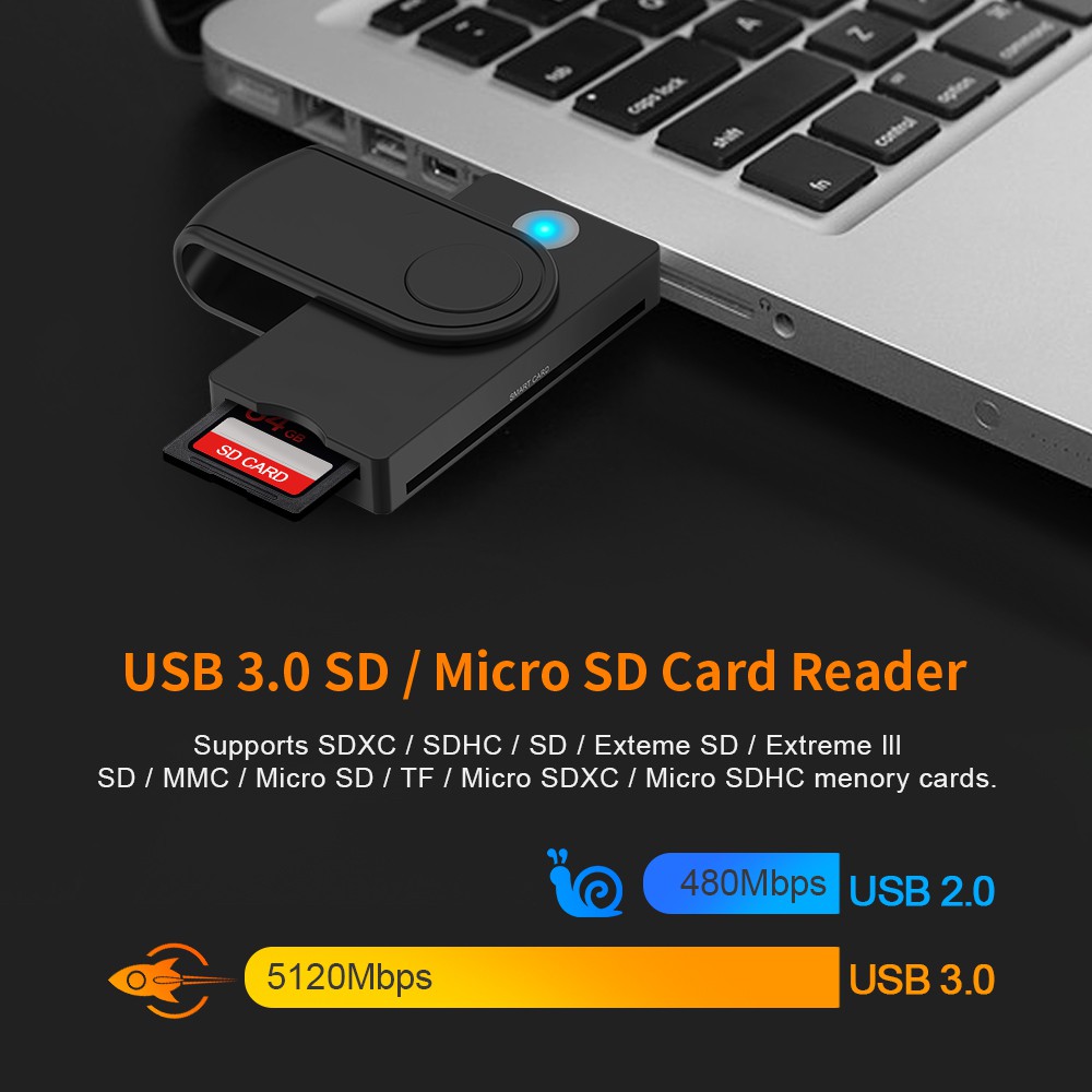 CHINK Adapter Card Reader Dni Citizen USB 3.0 2.0 ID Bank Connector SIM Cloner Electronic Tax EMV DNIE Micro SD TF Memory