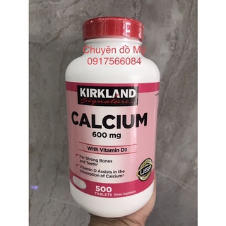 Date T3/2026-Viên Bổ Sung Canxi Kirkland Signature Calcium 600mg+D3 500 viên.