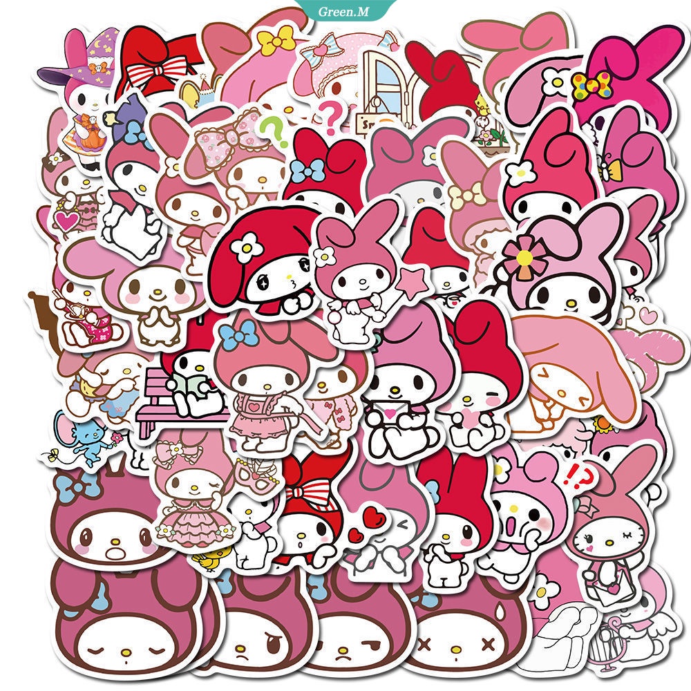 Gói 50 Miếng Dán Trang Trí Xe Hơi Hình Kuromi My Melody Cinnamoroll Kittys Sanrioed