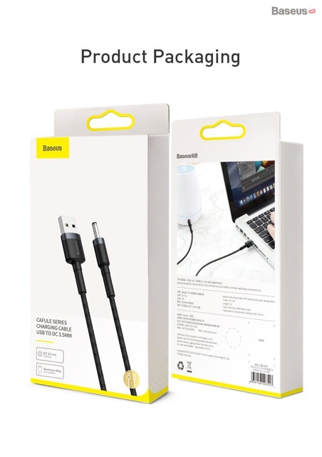 Cáp nguồn DC 3.5mm siêu bền Baseus Cafule Series DC3.5mm (2A, USB to DC 3.5mm Power Cable)