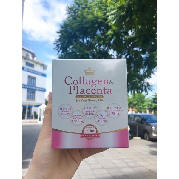 [Hàng_Nhật] Viên uống trắng  da - Trắng hồng - Sáng Mịn  Collagen Placenta 5 in 1 Nhật Bản