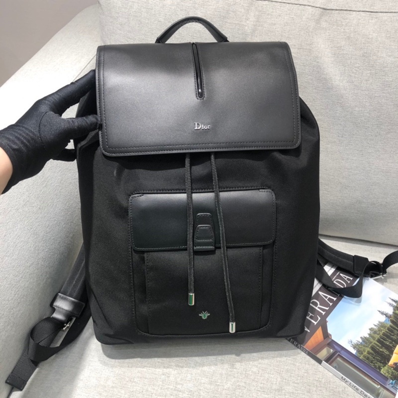 Balo thời trang nam thương hiệu Dior CD cao cấp thiết kế miệng rút chất liệu da thật kết hợp với vải chống nước