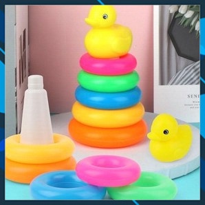 Đồ Chơi Tháp Chồng Vòng Tròn Vịt 5 Vòng 5 Màu + Vịt Vàng [GIÁ GIẢM SÂU]