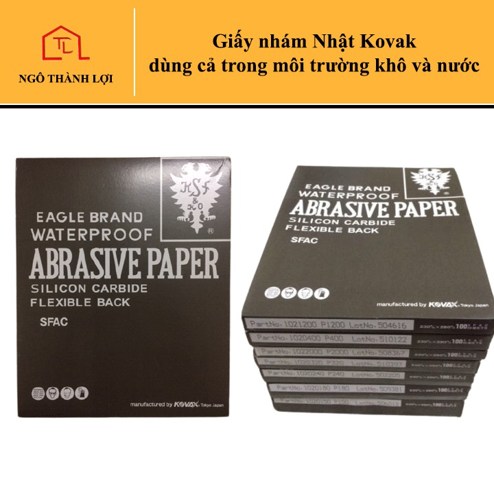 Giấy nhám Nhật Kovak P100 / P120 / P150 / P180 / P220 / P240 / P280 / P320 / P400 / P600 / P800 / P1000 / P1500 / P2000