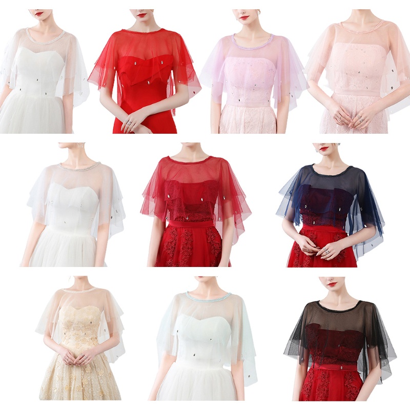 Khăn choàng hai lớp bằng vải tulle mềm mại dành cho cô dâu