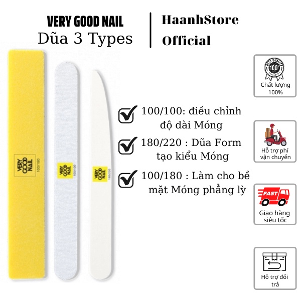 Very Good Nail Set 3 loại Dũa móng tay an toàn vệ sinh, Dũa móng tay very good nail chính hãng Hàn quốc