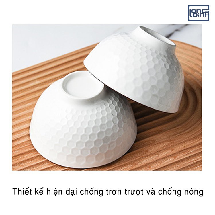 Bộ 6 bát cơm kèm 6 đôi đũa phong cách Nhật Bản Sakura, Bộ chén cơm gia đình kèm hộp đựng sang trọng Long Đỉnh