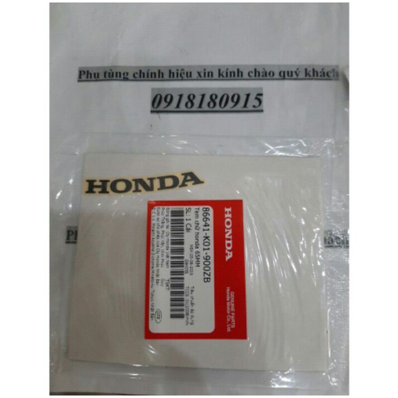 Tem chữ honda tem mặt lạ 65mm đỏ đen trắng chính hãng honda
