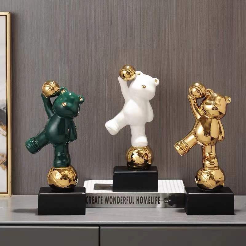 Chú Gấu Cầm Bóng Decor Trang Trí Kệ Tủ, Để Bàn, Kích Thước 30cm