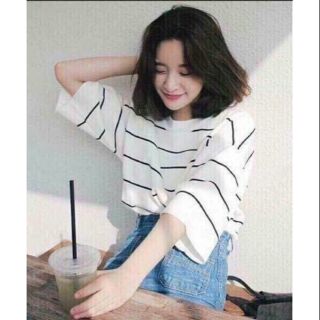 ÁO THUN NỮ TAY LỠ FORM RỘNG KẺ SỌC