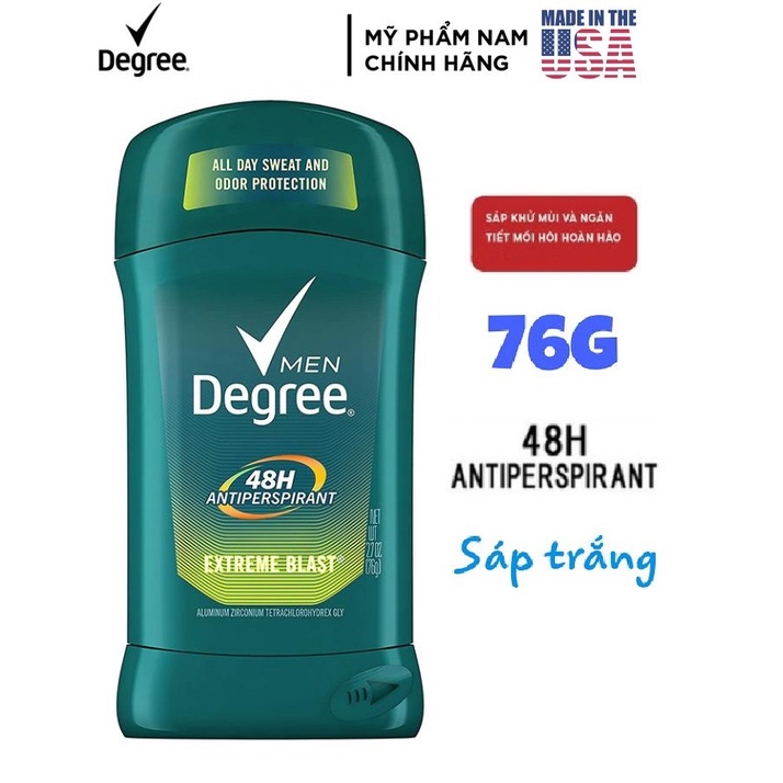 (USA 76G) Sáp Lăn Khử Mùi Nam - Degree Men Cool Rush SÁP TRẮNG - HÀNG MỸ