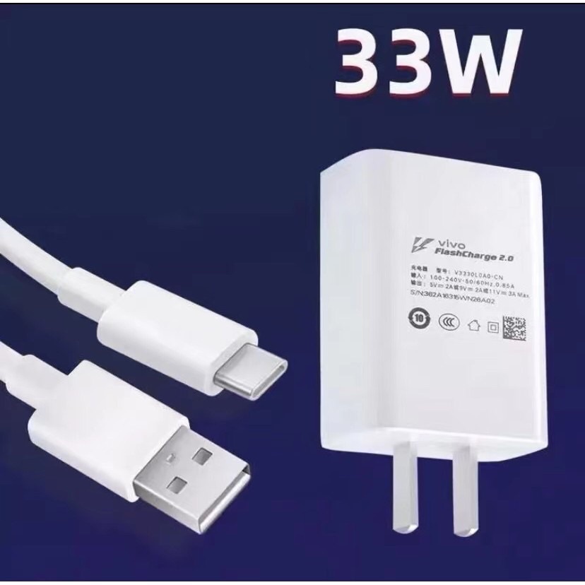 VIVO 33W Sạc Nhanh Loại C Cáp Dữ Liệu 11V / 3A Adapter Cho Vivo X30 X50 X60 S6 S7 Y31S Y52S Y73S Y50