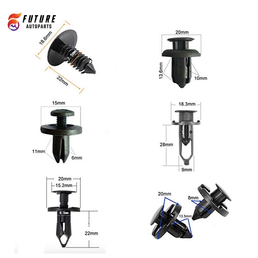 [Set 4] Bộ chốt nhựa, vít nở nhựa các cỡ thông dụng dành cho xe hơi - Future Autoparts