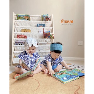 Kệ sách Kệ sách gỗ cho bé SHIN Kệ sách lắp ráp 7 tầng gỗ vải cao cấp