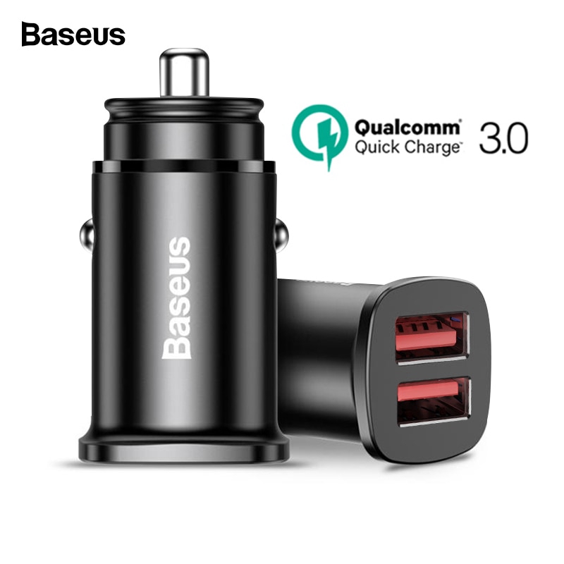 Củ sạc trên xe hơi Baseus QC3.0 2 cổng USB AFC SCP cho iPhone Xs max Huawei Mate20