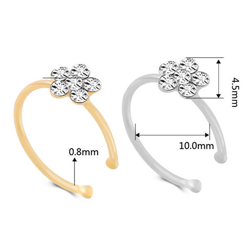 Khuyên Mũi Bạc Đính Đá Hình Hoa Mận