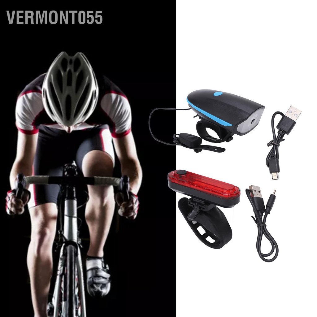 Vermont055 Bộ đèn xe đạp sạc USB IPX4 Chống nước đa chế độ Đèn pha hợp kim nhôm để đi câu cá