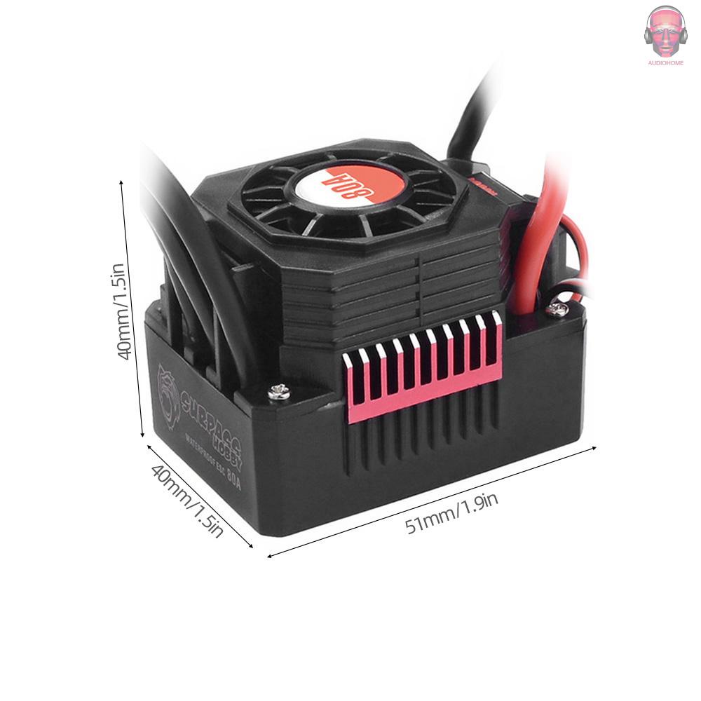 Bộ Điều Khiển Tốc Độ Động Cơ Không Chổi Than 80a Esc Chống Thấm Nước Cho Xe Hơi / Xe Tải Địa Hình Điều Khiển Từ Xa Tỉ Lệ 1: 10