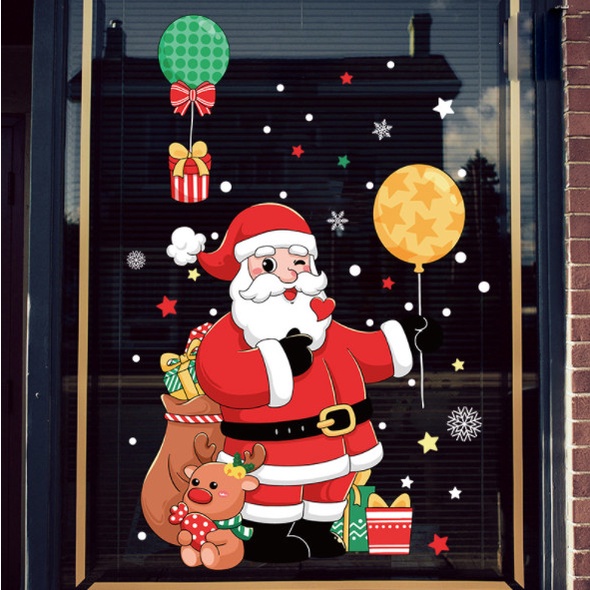 Decal dán tường Noel Hít Tĩnh Điện không Dơ Kính - Noel khổ lớn 2 mẫu tự chọn